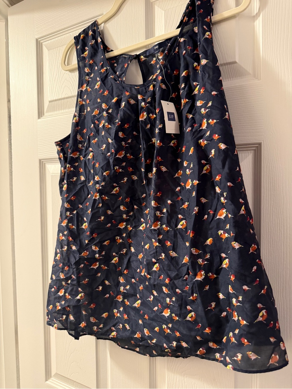GAP Navy Sleeveless Tank with Orange Bird Print